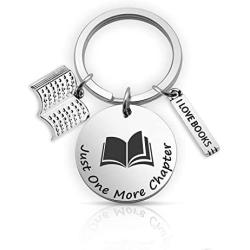 Book Lover Gift Just One More Chapter Book Lover Keychain Bookwarm Gift Writer Keychain Gift for Writers Librarian Gift Bibliophile Gift(chapter KR)
