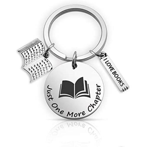 Book Lover Gift Just One More Chapter Book Lover Keychain Bookwarm Gift Writer Keychain Gift for Writers Librarian Gift Bibliophile Gift(chapter KR)
