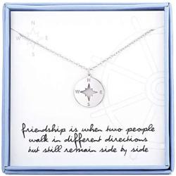 Best Friend Necklaces Compass Necklace For Best Friend Sterling Silver Friendship Necklaces BFF Gifts Jewelry For Women Girls Birthday Gifts Graduation Gifts