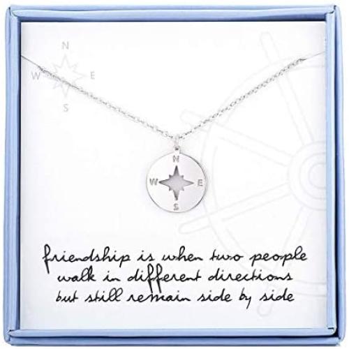 Best Friend Necklaces Compass Necklace For Best Friend Sterling Silver Friendship Necklaces BFF Gifts Jewelry For Women Girls Birthday Gifts Graduation Gifts