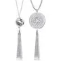 FUNRUN JEWELRY 2PCS Long Pendant Necklaces for Woman Knot Disk Circle Tassel Y Necklaces Set