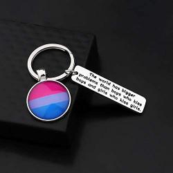 UJIMS Bisexual Pride Gift Rainbow Pride Charm Keychain Bisexual Jewelry for Women Man Bi Pride Key Ring Bisexual Flag Pride Gift