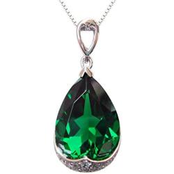 Navachi 925 Sterling Silver 18k White Gold Plated 10.5ct Pear Emerald Ruby Sapphire Necklace Pendant 18''…