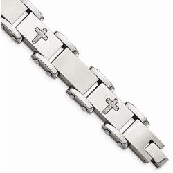 Solid Stainless Steel Laser Cut Crosses 8.75in Bracelet 8.75'' (Width = 12mm)