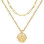 SANNYRA Layered Coin Necklace 14K Gold Plated Paperclip Link Chain Medallion Pendant Necklace Jewelry Gift for Women