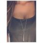 Artmiss Bar Pendant Necklace Gold Long Y-Necklace Delicate Lariat Chain Jewelry for Women and Girls (Silver)
