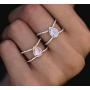 Pingyongchang Exquisite Teardrop Moonstone Double Band Femme Natural Valentines Wedding Ring Jewelry Rose Gold Size 6-10