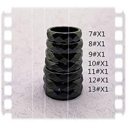 Genuine Hematite Rings for Women and Men, Hematite Ring that Absorbs Negative Energy ,Anxiety Balance Root Chakra for Unisex（Pack of Mixed Size） (6mm Magnetic Multi-faceted Rings(7Pcs))