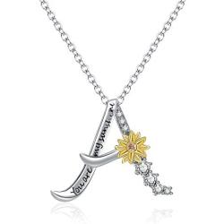 Sterling Silver Sunflower You are My Sunshine Personalised Initial Letter A to Z Alphabet Pendant Necklace for Women Girls