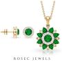 Emerald and Diamond Jewelry 3.54 CT, Floral Jewelry, Gold Pendant Set with Earrings (5 MM Round, 4X3 MM Pear Shaped Emerald) 18K Gold