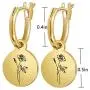 Birth Flower Earrings 18K Gold Plated, Dainty Dangle Statement Earrings Birth Month Earrings Personalized Coin Drop Birth Floral Earrings Jewelry Birthday Valentines Day Gift