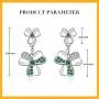 ST Patricks Day Claddagh Shamrock Mardi Gras Necklace and Earrings 925 Sterling Silver Prom Heart Irish Clover Prom Fleur De Lis Jewelry Dainty Fashion Crystal Dangle Piercing Stud Pendant Choker