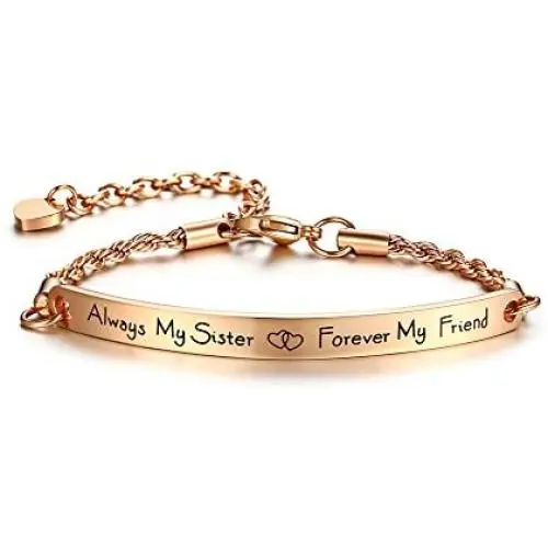 Stainless Steel Engraved Bar Inspirational Bracelets Fashion Bangles Link Charm Bracelet for Women Girl Sister Mother Friends, Friendship Sister Jewelry Stainless Steel Engraved Bar Inspirational Bracelets Fashion Bangles Link Charm Bracelet for Women Girl Sister Mother Friends, Friendship Sister Jewelry