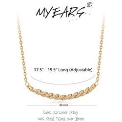 MYEARS Women Bar Necklace Gold Diamond Cubic Zirconia 14K Gold Filled Dainty Boho Beach Simple Handmade Jewelry Gift