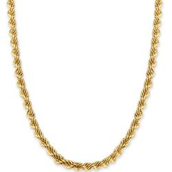 FIBO STEEL 18k Real Gold Plated 2.5-8 MM Stainless Steel Mens Womens Necklace Twist Rope Chain, 16-36 inches
