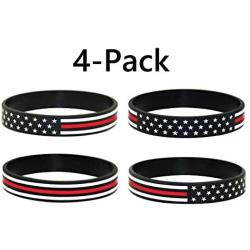 Great 1 American Flag Silicone Stretchable Bracelet 4-Pack