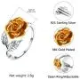 U7 Cute Ring for Women Teen Girls|3D Vivid Rose Flower End Wrap Ring Platinum Plated Adjustable Stacking Ring, Platinum Gold Rose Gold Color U7 Cute Ring for Women Teen Girls|3D Vivid Rose Flower End Wrap Ring Platinum Plated Adjustable Stacking Ring, Platinum Gold Rose Gold Color