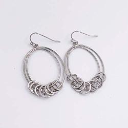 SELOVO Hook Fishhook Dangle Earrings Funky Bohemian Art Decp Jewelry Silver Tone