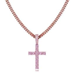 TOPGRILLZ 14K Gold&Silver Plated Solid Iced out CZ Lab Cubic Zirconia Cross Pendant Necklace for Men Women Stainless Chain