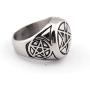 Gungneer Men Stainless Steel Pentacle Pentagram Ring Wicca Pagan Jewelry Power Strength Protection Amulet Men Women