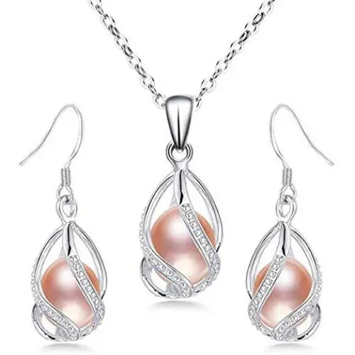 YQXINXIN Freshwater Cultured Pearl Necklace Set ,Classic nearly round pearl necklace set , 925 sterling silver buckle Cultured Pearl Set for Women,Pearl Necklace Set for Women