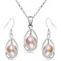 YQXINXIN Freshwater Cultured Pearl Necklace Set ,Classic nearly round pearl necklace set , 925 sterling silver buckle Cultured Pearl Set for Women,Pearl Necklace Set for Women
