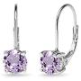 Sterling Silver Round-Cut Genuine or Created 6mm Gemstones Classic Leverback Earrings