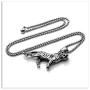 Xusamss Punk Stainless Steel Animal Tiger Pendant Necklace,24inches Square Box Chain
