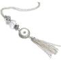 Pizazz Studios Long Snap Charm Tassel Necklace - Silver