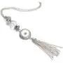 Pizazz Studios Long Snap Charm Tassel Necklace - Silver