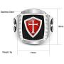 Grhose Mens Stainless Steel Ring Knight ring Templar Ring biker Crusader Cross masonic Red Size 12