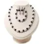 Avalaya White & Royal Blue Imitation Pearl Bead with Diamante Ring Necklace, Bracelet & Earrings Set (Silver Tone Metal) - 44cm L/ 4cm Ext Avalaya White & Royal Blue Imitation Pearl Bead with Diamante Ring Necklace, Bracelet & Earrings Set (Silver Tone Metal) - 44cm L/ 4cm Ext