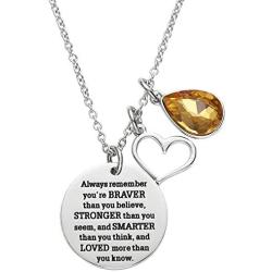 LParkin You are Braver Than You Believe Awareness Necklace Birthstone Graduation Gift Best Friend Encouragement Gifts …