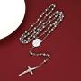 FaithHeart Catholic Rosary Beads Necklace, Holy Saint Michael/Christopher/Virgin Mary/Saint Benedict Medal with Cross Crucifix Pendant, 6MM Beads 26-28 Inches Chain (Send Gift Box)