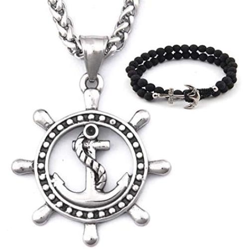 Gungneer Anchor Rudder Necklace Stainless Steel Keel Chain Military Accessories United State Navy Jewelry Men Women