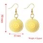 Allzedream Filigree Earrings Dangle Round Gold Hollow Out Disc Drop