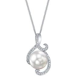 Freshwater Cultured Pearl Pendant Necklace for Women with Sterling Silver and Cubic Zirconia - THE PEARL SOURCE