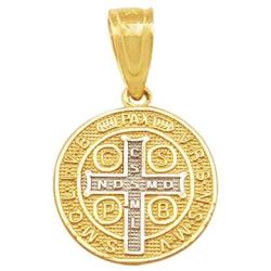 AMZ Jewelry 10k Yellow Gold Medalla De San Benito Saint St Benedict Pendant Charm