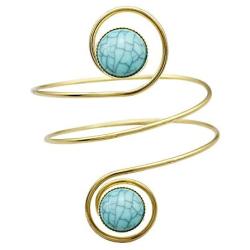 Q&Q Fashion Egypt Cleopatra Turkey Double Blue Stone Swirl Spiral Dancer Upper Arm Cuff Armlet Armband Bangle Dia. 6.8cm(2.67'')