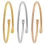 EDFORCE 3 Tone Stainless Steel Hypoallergenic Stacked Twisted Cable Wire Bangle Adjustable Cuff Bracelet Set, Set of 3, 6''-7.5''