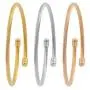 EDFORCE 3 Tone Stainless Steel Hypoallergenic Stacked Twisted Cable Wire Bangle Adjustable Cuff Bracelet Set, Set of 3, 6''-7.5'' EDFORCE 3 Tone Stainless Steel Hypoallergenic Stacked Twisted Cable Wire Bangle Adjustable Cuff Bracelet Set, Set of 3, 6''-7.5''