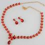 Brishow Red Rhinestone Bride Wedding Jewelry Set Bridal Crystal Necklace Earrings Set for Women and Girls (3 PCS)