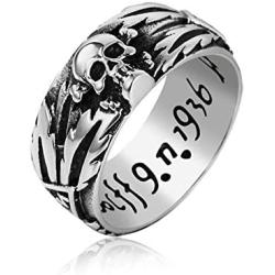 YBMYCM Skull Rings Stainless Steel Thick Vintage Retro Rings Chunky Hip Hop Ring for Men Women Ring Punk Jewelry