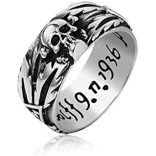 YBMYCM Skull Rings Stainless Steel Thick Vintage Retro Rings Chunky Hip Hop Ring for Men Women Ring Punk Jewelry