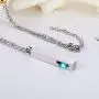 Fanery Sue Custom Urn Necklace for Ashes Personalized Name Memorial Cremation Jewelry Birthstone Vertical Bar Pendant
