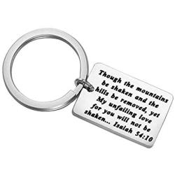 KUIYAI Isaiah 54:10 Keychain Though The Mountains Be Shaken and The Hills Be Removed Yet My Unfailing Love for You Will Not Be Shaken Keyring Bible Verse Jewelry Inspirational Gift