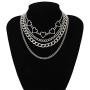 tenghong2021 Silver Layered Choker Necklace Simple Hearts Necklace Lolita Choker Chain Detachable Boho Layered Dainty Layered Cuban Chunky Chain Necklace Chic Style Jewelry for Women Girls