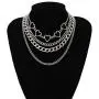 tenghong2021 Silver Layered Choker Necklace Simple Hearts Necklace Lolita Choker Chain Detachable Boho Layered Dainty Layered Cuban Chunky Chain Necklace Chic Style Jewelry for Women Girls