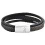 Geoffrey Beene Mens Multi-Strand Braided Genuine Leather Bracelet with Stainless Steel Magnetic Closure