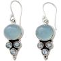 NOVICA Blue Topaz and Chalcedony .925 Sterling Silver Dangle Earrings Bubbling Stream